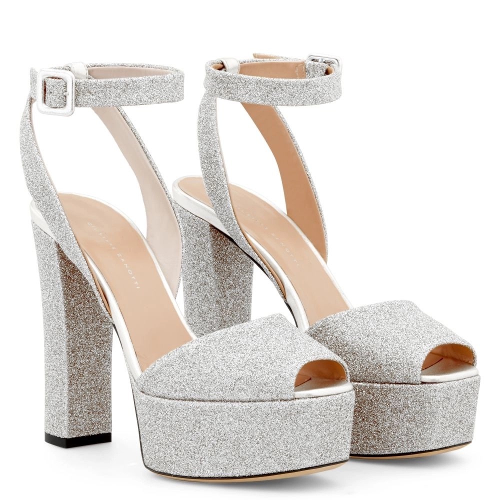 Giuseppe Zanotti Betty Glitter Silver Platform Heels